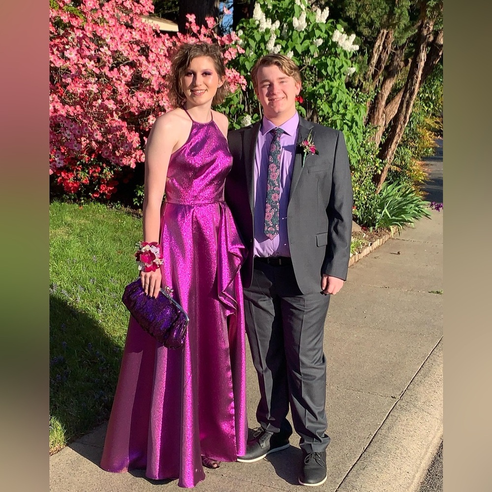 Blondie Nites Purple Backless Dress